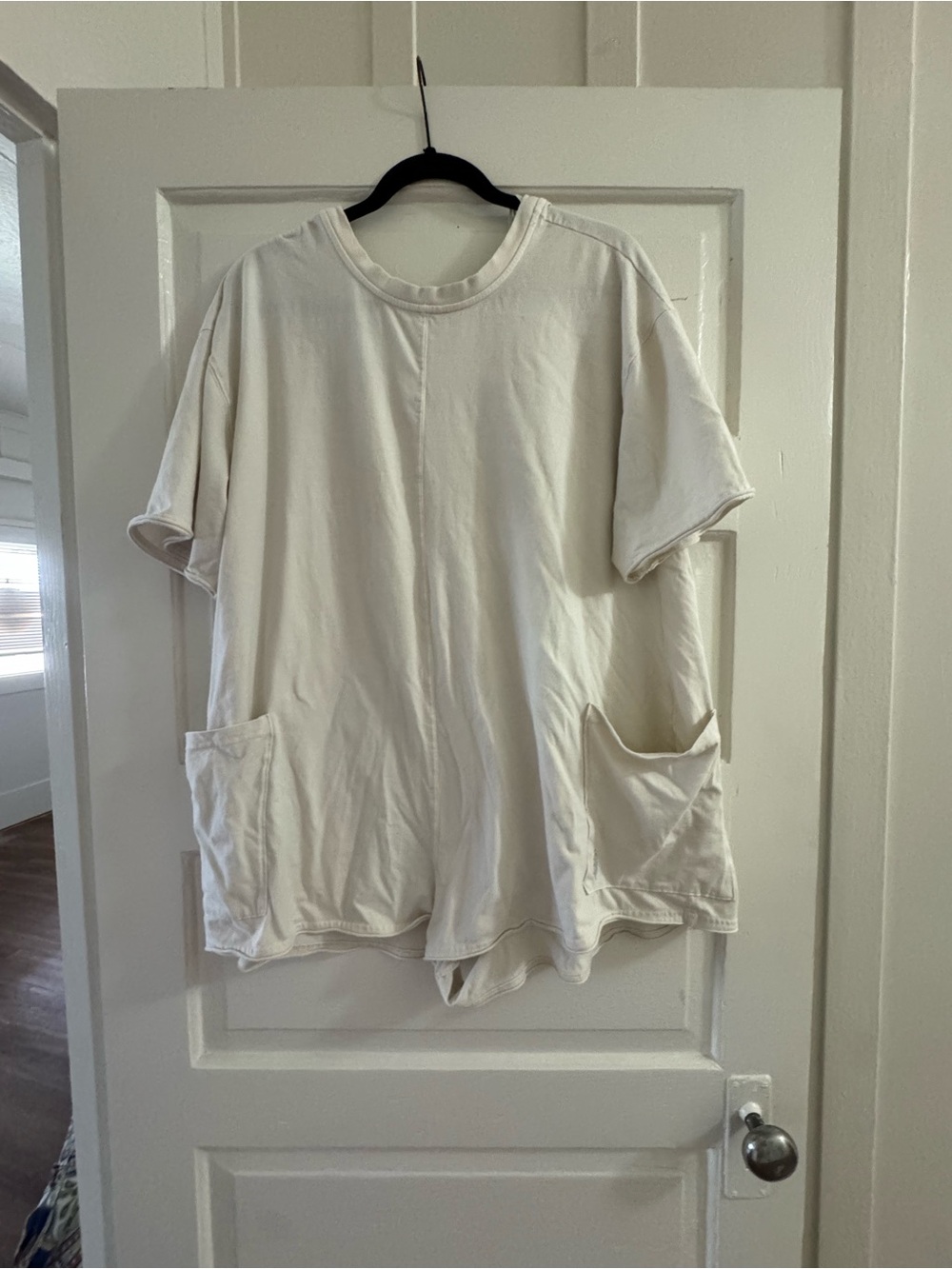 FP Movement by Free People Cream Short-Sleeve Utility Romper